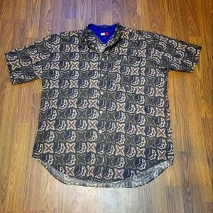 Tommy Hilfiger Paisley Shirt Men’s M 90s Tribal Print Casual Button Down A81